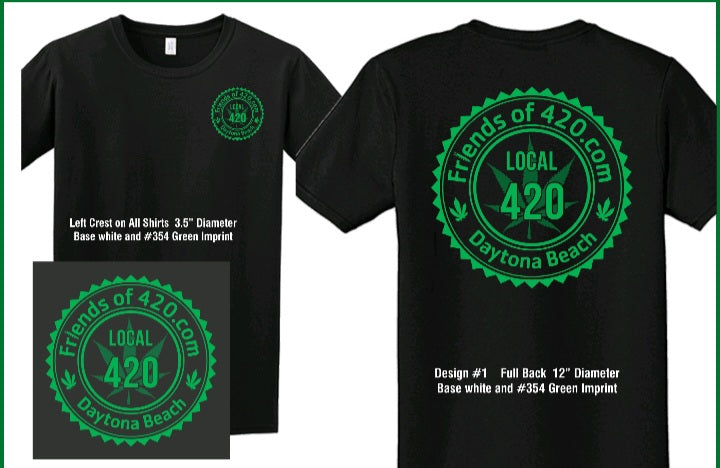 Original custom "Crest" design 420 Marijuana Cannabis friendly Tee shirt